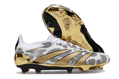 Adidas Predator 24 Elite FG Low-Tops Soccer Cleats - White/Black/Gold