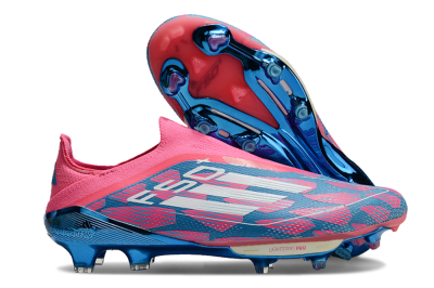 Adidas F50+ Lightstrike Pro Laceless FG Low-Tops Soccer Cleats - Pink/Blue/White