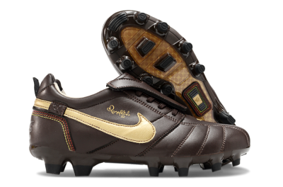 Ronaldo x Nike Tiempo Legend R10 Elite FG Low-Tops Soccer Cleats - Brown/Gold