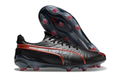 Puma King Ultimate Launch Edition FG Low-Tops Soccer Cleats - Black/Red