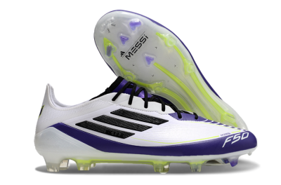 Adidas F50 Elite FG Low-Tops Soccer Cleats - White/Purple/Black/Yellow