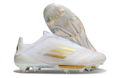 Adidas F50+ Lightstrike Pro Laceless FG Low-Tops Soccer Cleats - White/Gold