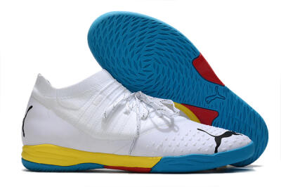 Puma Future Z 1.3 Teazer IC Low-Tops Soccer Shoes - White/Black/Blue/Yellow/Red