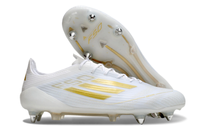 Adidas F50 Elite SG Low-Tops Soccer Cleats - White/Gold/Silver