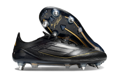 Adidas F50 Elite SG Low-Tops Soccer Cleats - Black/Gold/Silver