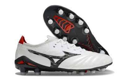 Mizuno Morelia Neo 4 FG Low-Tops Soccer Cleats - White/Black/Red