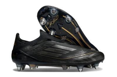 Adidas F50 Elite Laceless SG Low-Tops Soccer Cleats - Black/Silver/Gold