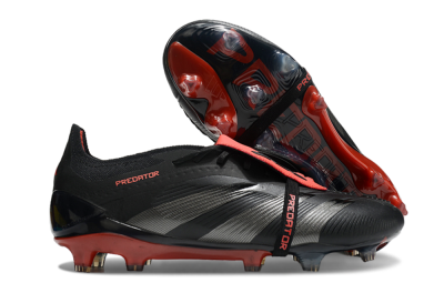 Adidas Predator Elite Tongue FG Low-Tops Soccer Cleats - Black/Silver/Red