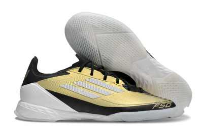 Adidas F50 Pro IC Low-Tops Soccer Shoes - Gold/White/Black