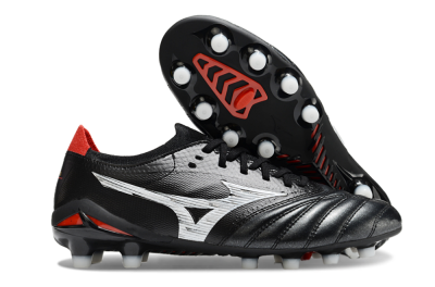 Mizuno Morelia Neo 4 FG Low-Tops Soccer Cleats - Black/White/Red