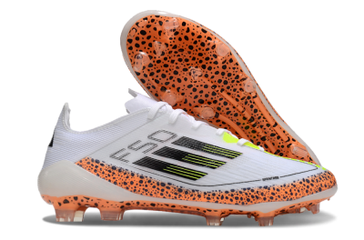Adidas F50 Elite FG Low-Tops Soccer Cleats - White/Black/Leopard/Yellow