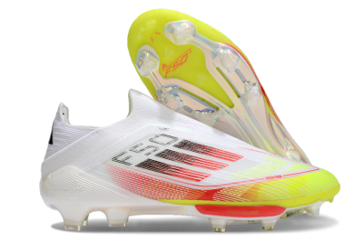 Adidas F50+ Lightstrike Elite Laceless FG Low-Tops Soccer Cleats - White/Red/Yellow