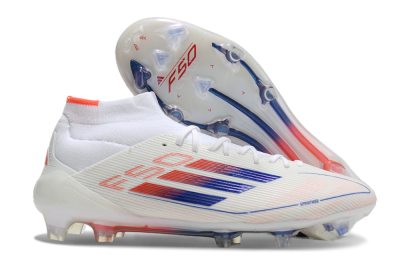 Adidas F50 Elite Mid FG High-Tops Soccer Cleats - White/Blue/Red