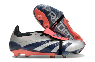 Adidas Predator Elite Foldover Tongue FG Low-Tops Soccer Cleats - Silver/Blue/Red