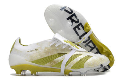 Adidas Predator Elite Foldover Tongue FG Low-Tops Soccer Cleats - White/Yellow/Green