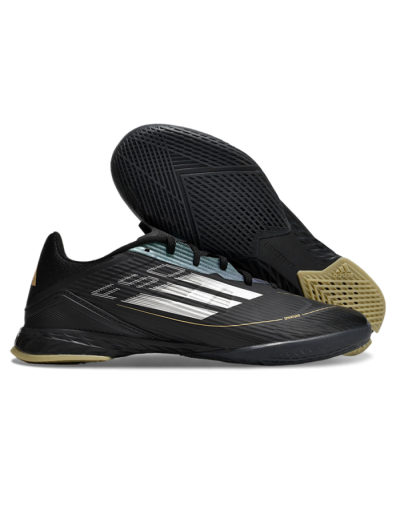Adidas F50 Elite IC Low-Tops Soccer Shoes - Black/White/Gold