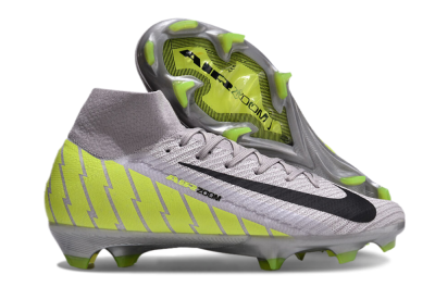 Nike Air Zoom Mercurial Superfly 10 Elite FG High-Tops Soccer Cleats - Grey/Black/Yellow