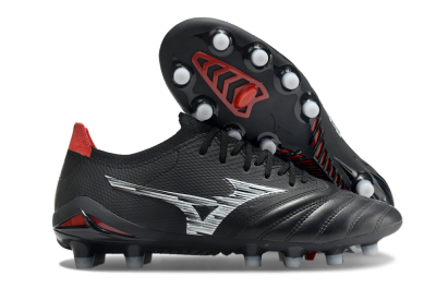 Mizuno Morelia Neo 3 FG Low-Tops Soccer Cleats - Black/White/Red