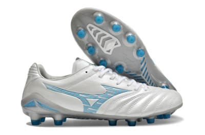 Mizuno Morelia Neo 4 FG Low-Tops Soccer Cleats - White/Blue/Silver