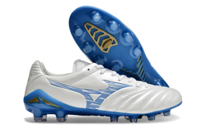 Mizuno Morelia Neo 4 FG Low-Tops Soccer Cleats - White/Blue/Gold