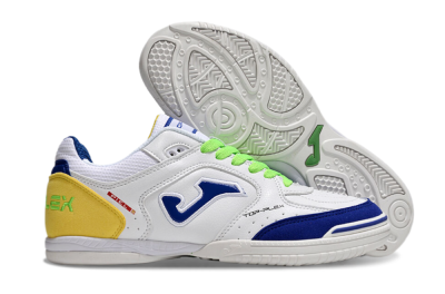 Joma Top Flex IC Low-Tops Soccer Shoes - White/Blue/Yellow