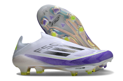 Adidas F50+ Elite Lightstrike Pro Laceless FG Low-Tops Soccer Cleats - White/Purple/Black