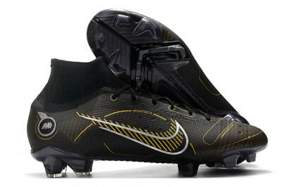 Nike Mercurial Superfly 8 Elite FG High-Tops Soccer Cleats - Black/Gold/Silver