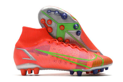 Nike Mercurial Superfly 8 Elite AG High-Tops Soccer Cleats - Red/Yellow/Silver