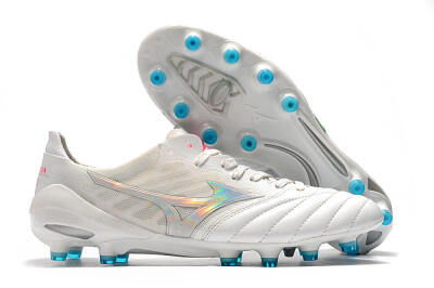 Mizuno Morelia Neo 2 FG Low-Tops Soccer Cleats - White/Silver/Blue