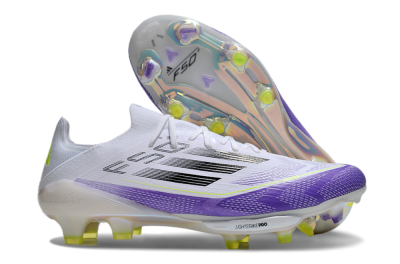 Adidas F50+ Elite Lightstrike Pro FG Low-Tops Soccer Cleats - White/Black/Purple