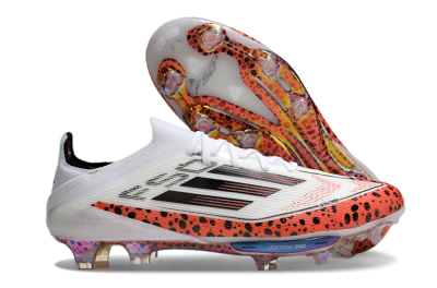 Adidas F50+ Lightstrike Elite FG Low-Tops Soccer Cleats - White/Black/Leopard