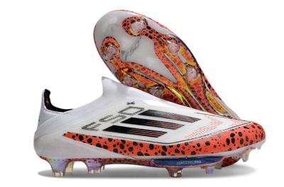 Adidas F50+ Lightstrike Pro Laceless FG Low-Tops Soccer Cleats - White/Leopard/Black