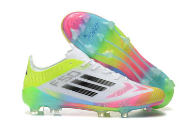 Adidas F50 Elite FG Low-Tops Soccer Cleats - White/Pink/Yellow