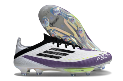 Adidas F50 Elite FG Low-Tops Soccer Cleats - White/Black/Purple