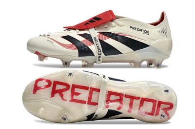 Adidas Predator Elite Foldover Tongue FG Low-Tops Soccer Cleats - Beige/Black/Red