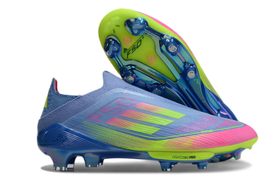 Adidas F50+ Elite Lightstrike Pro Laceless FG Low-Tops Soccer Cleats - Blue/Pink/Yellow
