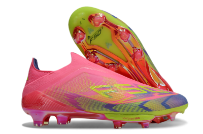 Adidas F50+ Elite Lightstrike Pro Laceless FG Low-Tops Soccer Cleats - Pink/Blue/Yellow