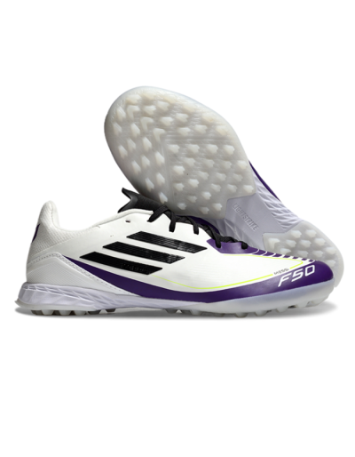Messi x Adidas F50 Pro TF Low-Tops Soccer Shoes - White/Black/Purple