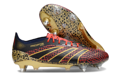 Adidas Predator Elite 25 SG Low-Tops Soccer Cleats - Black/Red/Gold