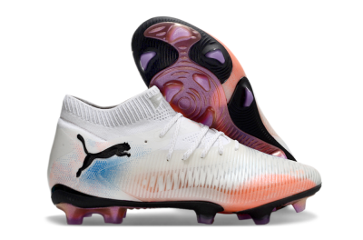 Puma Future 8 Ultimate FG Low-Tops Soccer Cleats - White/Pink/Blue