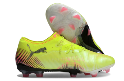 Puma Future 8 Ultimate FG Low-Tops Soccer Cleats - Yellow/Black/Pink