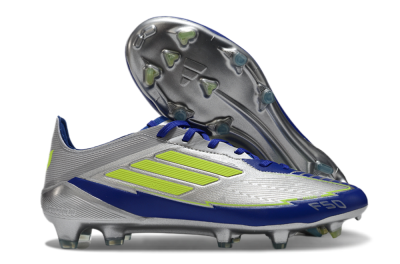 Messi x Adidas F50 Elite FG Low-Tops Soccer Cleats - Silver/Yellow/Blue