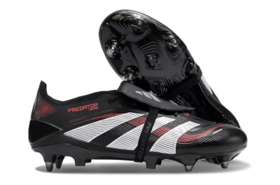 Adidas Predator 25 Elite Foldover Tongue SG Low-Tops Soccer Cleats - Black/White/Red