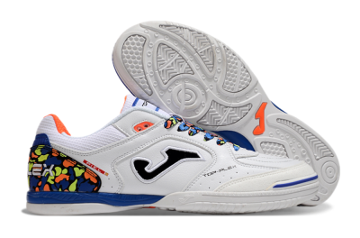 Joma Top Flex IC Low-Tops Soccer Shoes - White/Black/Blue