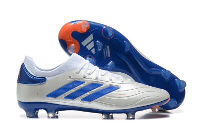 Adidas Copa Pure 2 FG Low-Tops Soccer Cleats - Silver/Blue/Red