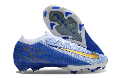 Nike Air Zoom Mercurial Vapor 16 Elite FG Low-Tops Soccer Cleats - White/Blue/Gold