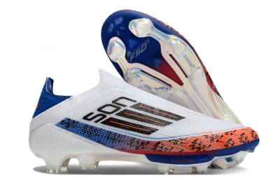 Adidas F50 Elite Lightstrike Pro Laceless FG Low-Tops Soccer Cleats - White/Orange/Blue