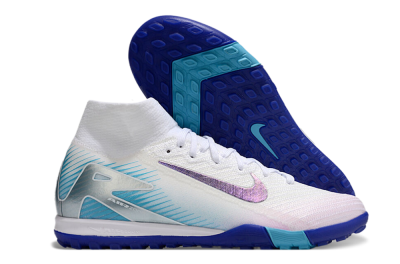 Nike Air Zoom Mercurial Superfly 10 Elite TF High-Tops Soccer Shoes - White/Purple/Blue