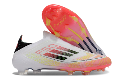 Adidas F50 Elite Laceless FG Low-Tops Soccer Cleats - White/Red/Yellow