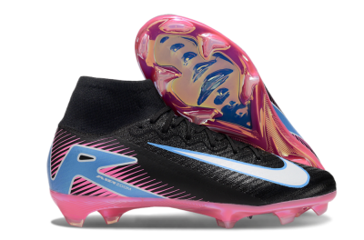 Nike Air Zoom Mercurial Superfly 10 Elite FG High-Tops Soccer Cleats - Black/White/Blue/Pink